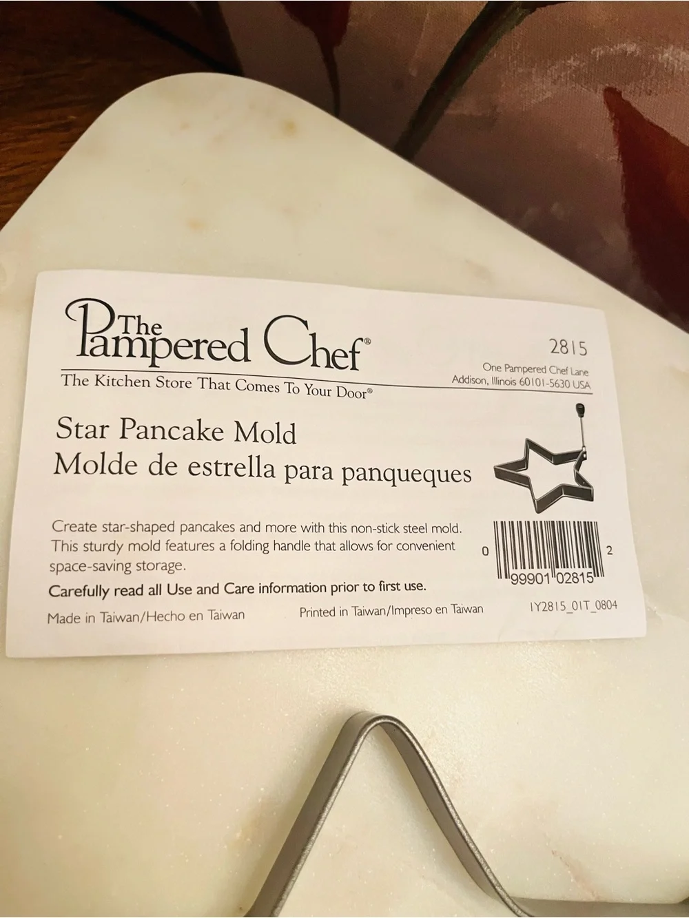 The Pampered Chef Vintage Star Pancake Mold - Stainless Steel, Black Handle NWOT